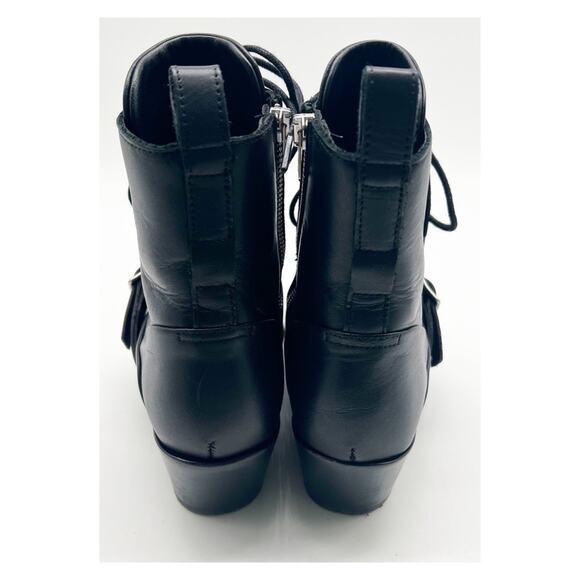 ALLSAINTS Katy Lace Up Leather Buckle Boots 8 Black - Picture 5 of 7